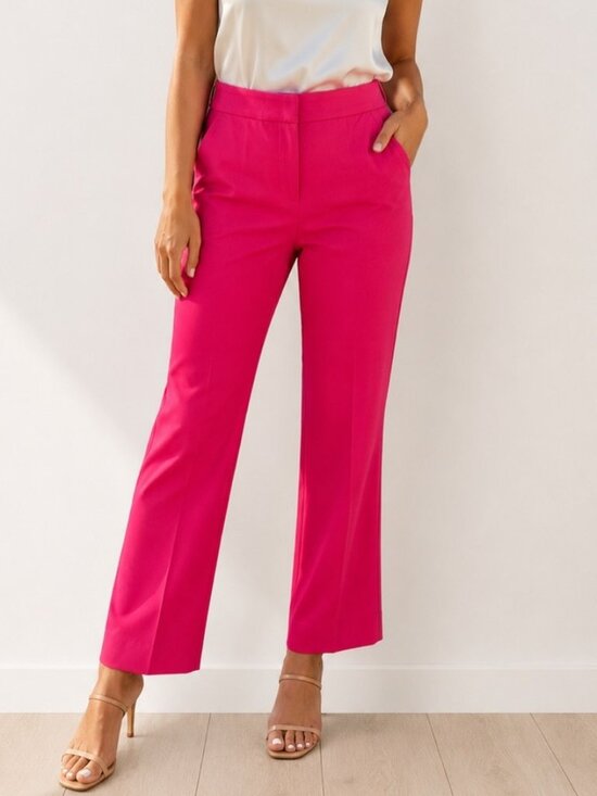 Lacoste Pants - NEW! LACOSTE CROPPED KICK FLARE PANTS HOT PINK STRETCH COTTON ALLIGATOR LOGO 36